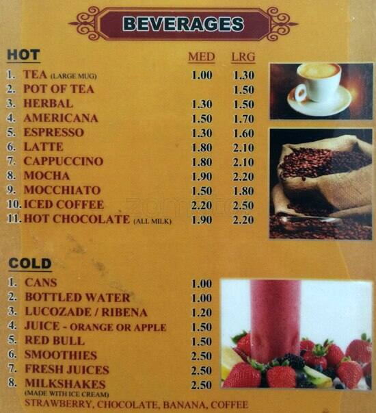 Valo Cafe menu
