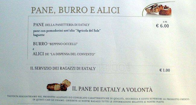 Menu di Burro Alici & Bollicine 