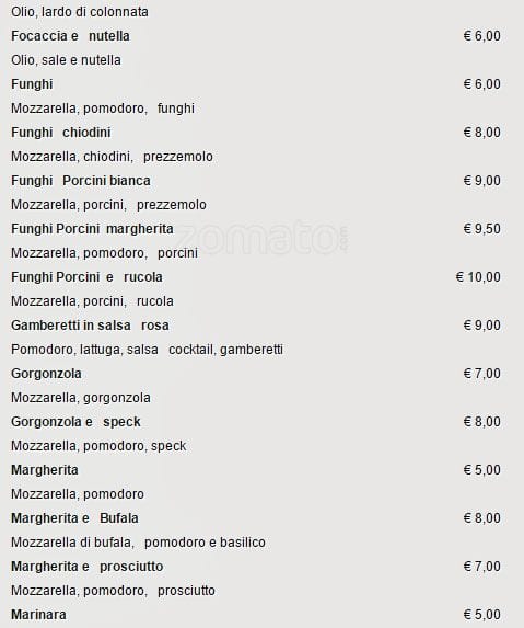 Menu di Luppolo e Farina Roma 