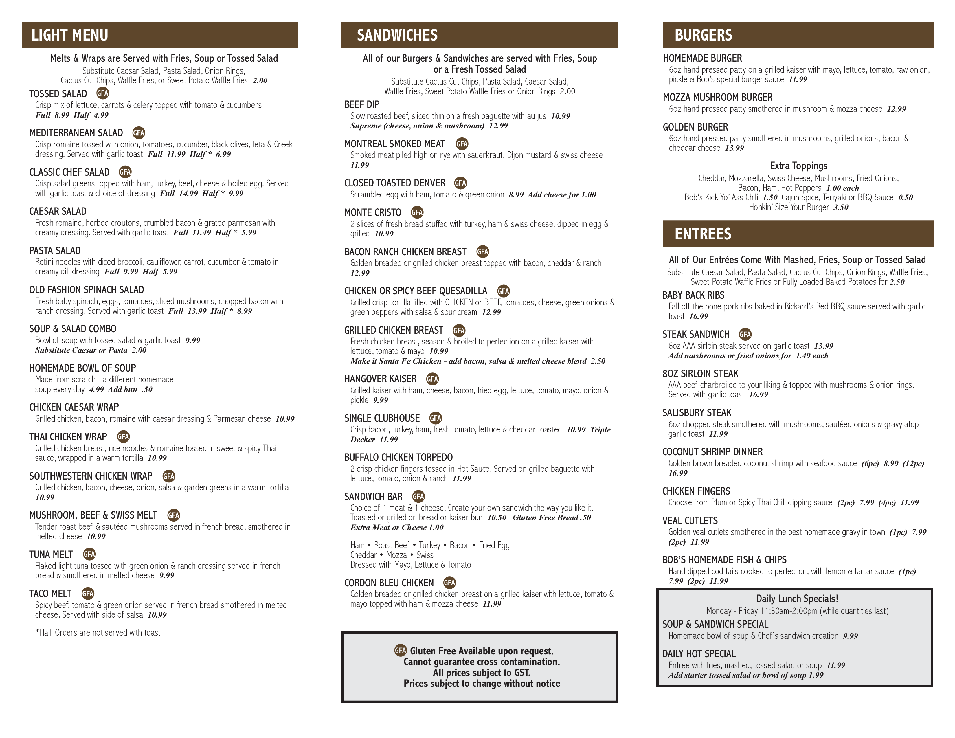 Menu At HONKERS PUB EATERY LTD Lethbridge menu-at-honkers-pub-eatery-ltd-lethbridge