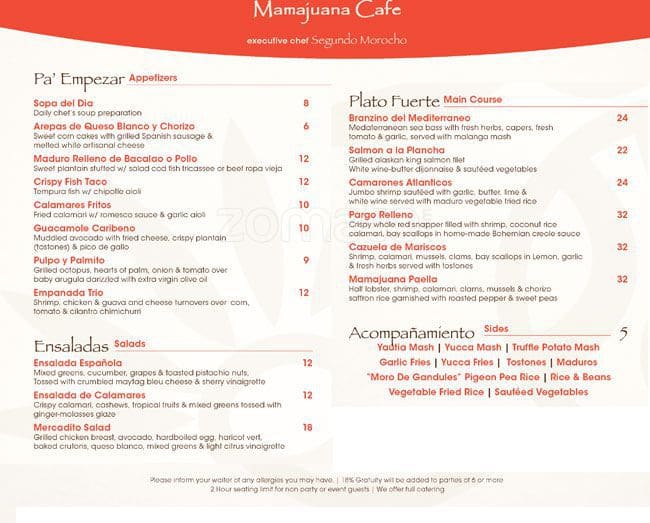 mamajuana cafe new york menu