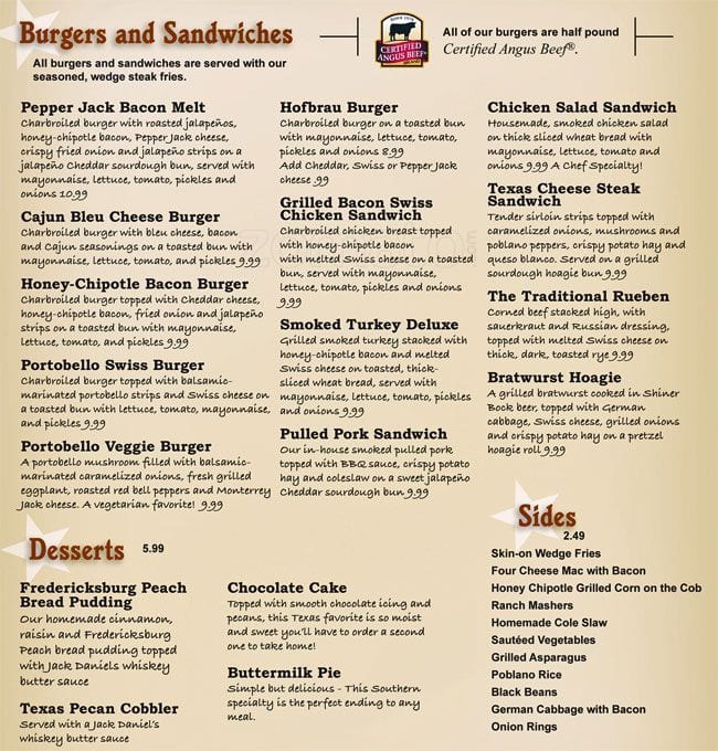 Menu at Quarry Hofbrau & Beer Garden pub & bar, San Antonio, Jones ...