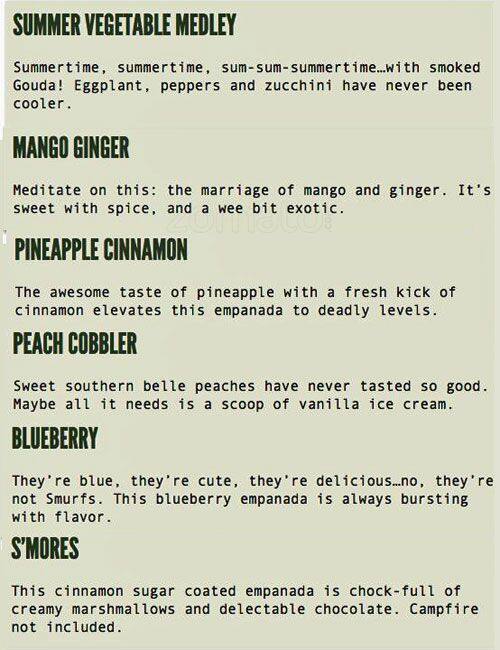 mmmpanadas menu
