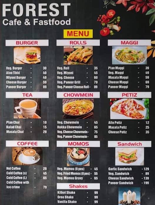 Menu of Forest Cafe & Fast Food, Jagatpura, Jaipur