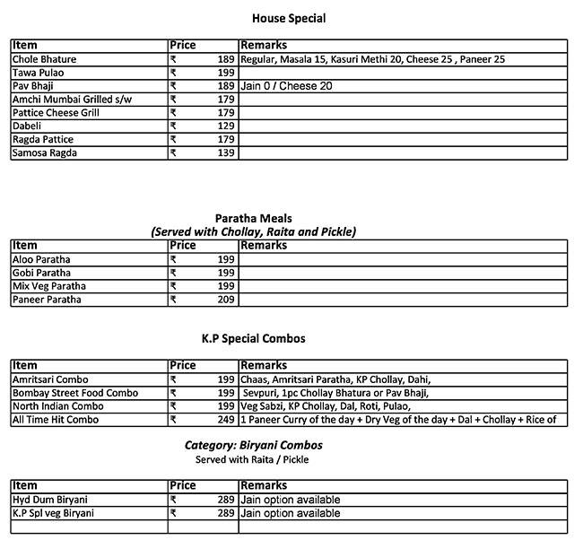 Menu