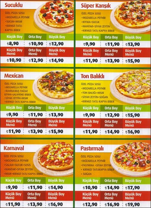 Menu at Kopernik Pizza, Ankara, Ayaş Ankara Yolu Blv.