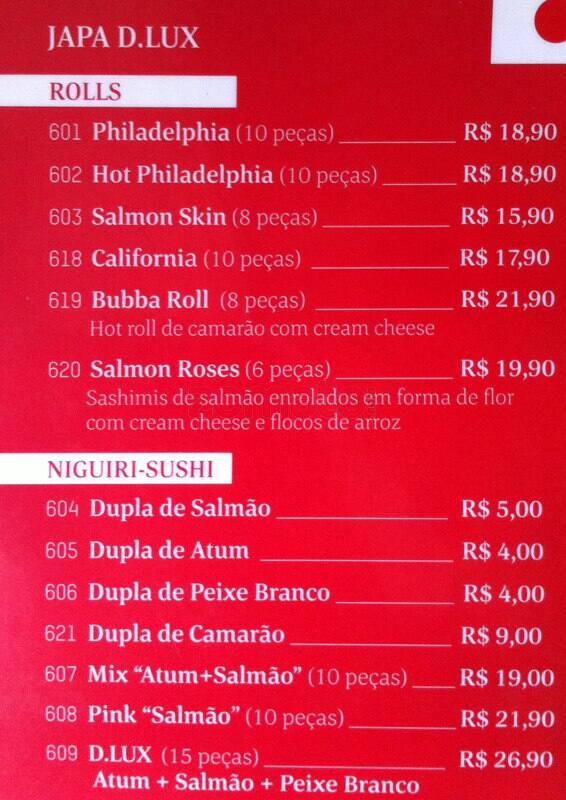 D.LUX cardápio