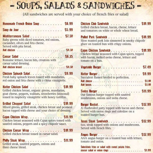 Menu au Mad Hatter Olde British Pub, Mississauga