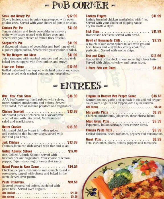 Menu au Mad Hatter Olde British Pub, Mississauga