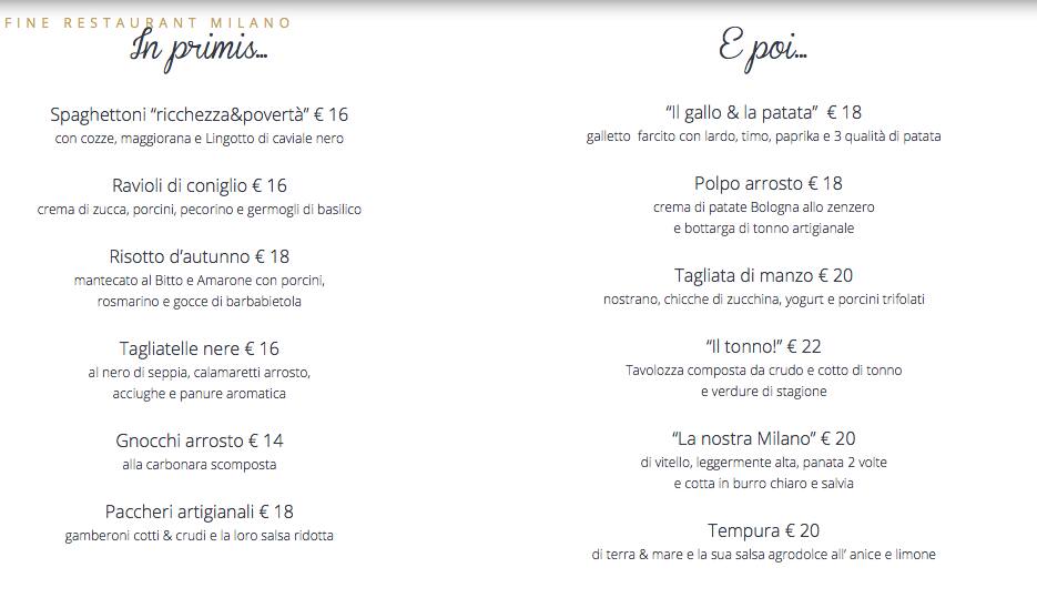 Menu di L'Essenziale 