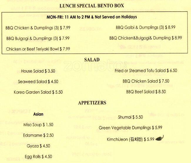 Korea House Menu For Boulder Korea House Boulder Menu