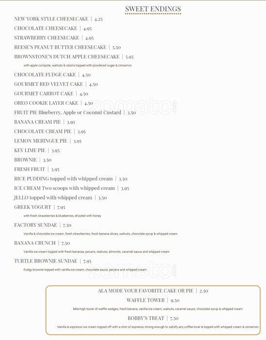 Menu at Brownstone Diner & Pancake Factory restaurant, Jersey City, 426