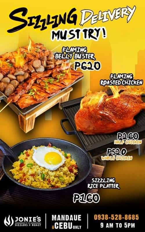 Menu at Jonie's Sizzlers & Roast restaurant, Cebu City, 8W69+59Q