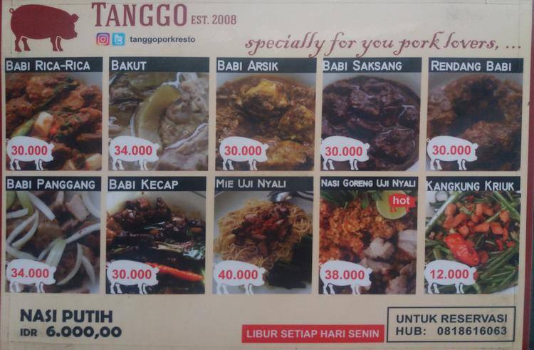 Tanggo Pork Resto Menu, Menu For Tanggo Pork Resto 