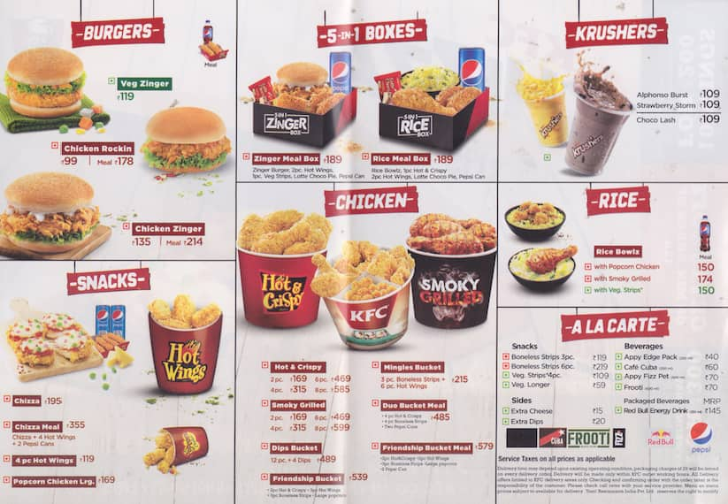 Kfc Cunningham Road Menu