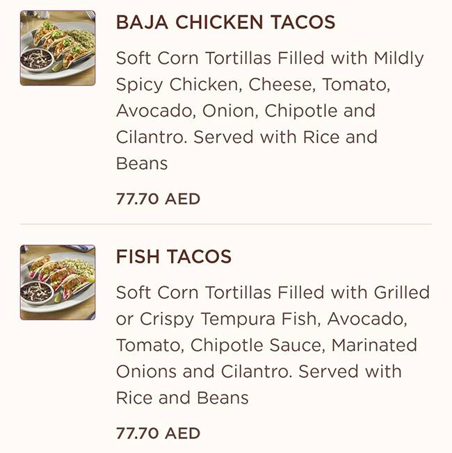 Menu at The Cheesecake Factory restaurant, Abu Dhabi, Yas Mall