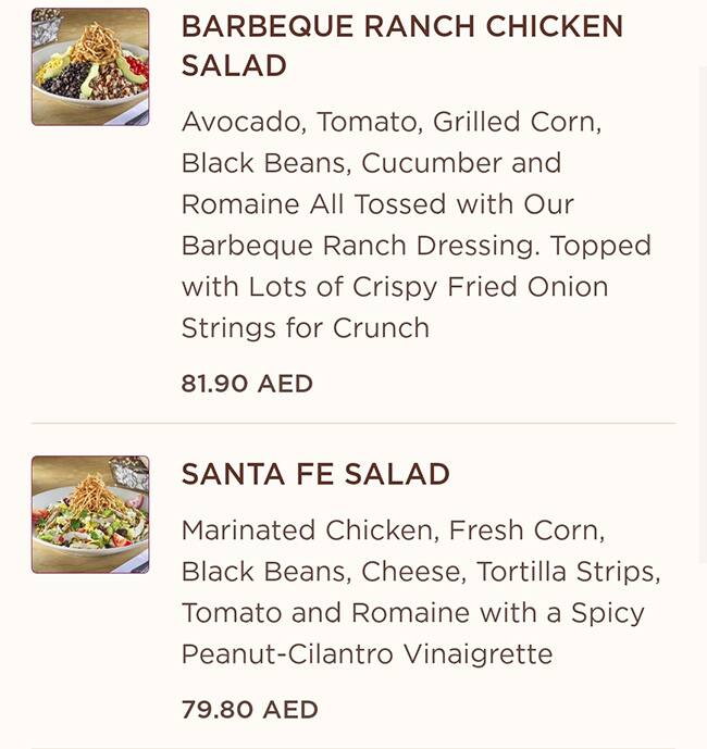 Menu at The Cheesecake Factory restaurant, Abu Dhabi, Yas Mall