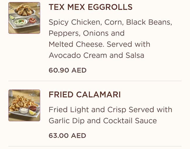 Menu at The Cheesecake Factory restaurant, Abu Dhabi, Yas Mall