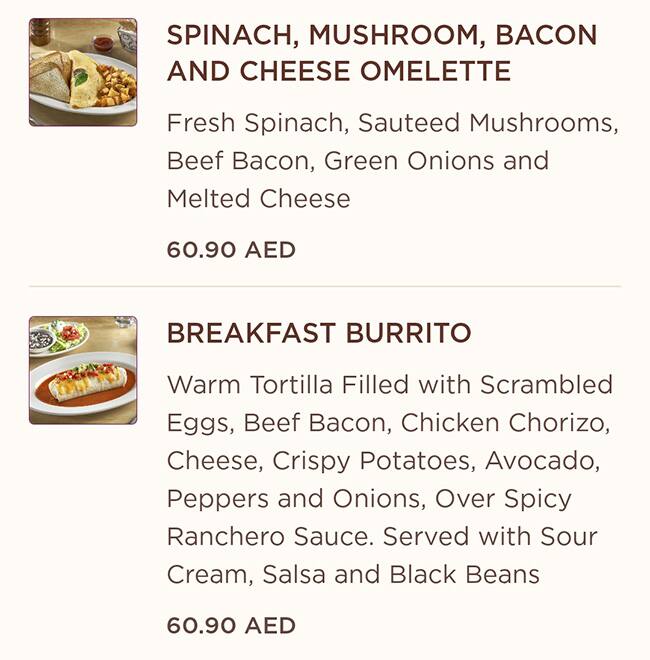 Menu at The Cheesecake Factory restaurant, Abu Dhabi, Yas Mall