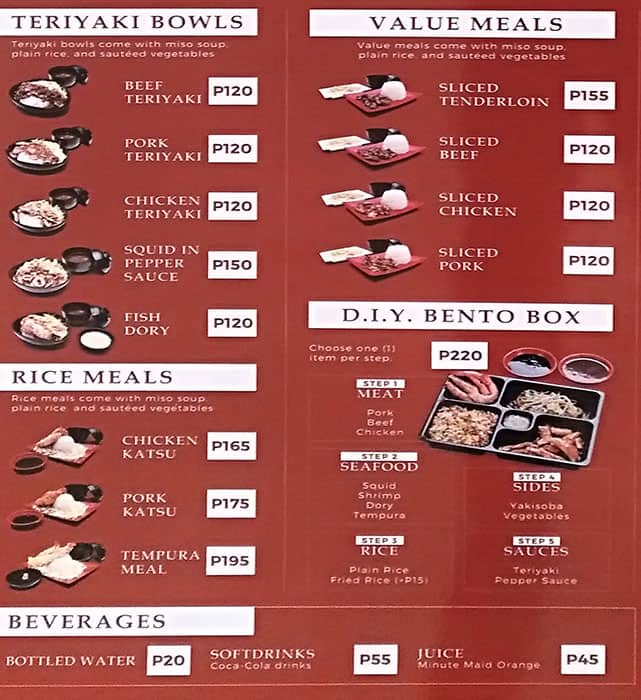 Menu at Teppanyaki Brothers Express restaurant, Mandaluyong, Foodcourt