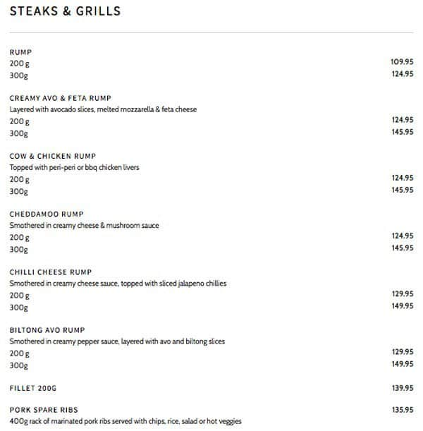 Menu at Purple Cow Restaurant, Olifantsfontein