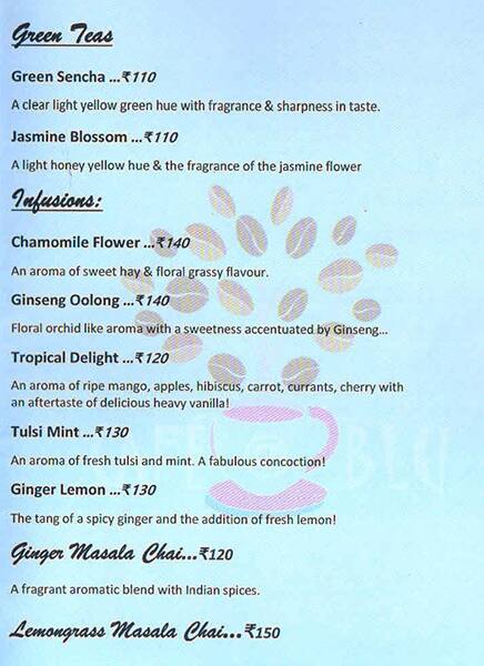Cafe @ Blu menu