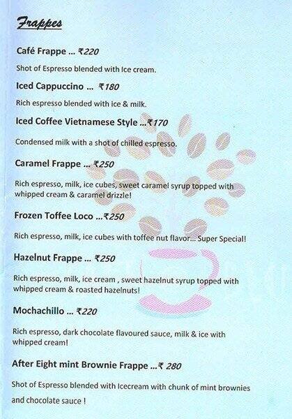Cafe @ Blu menu