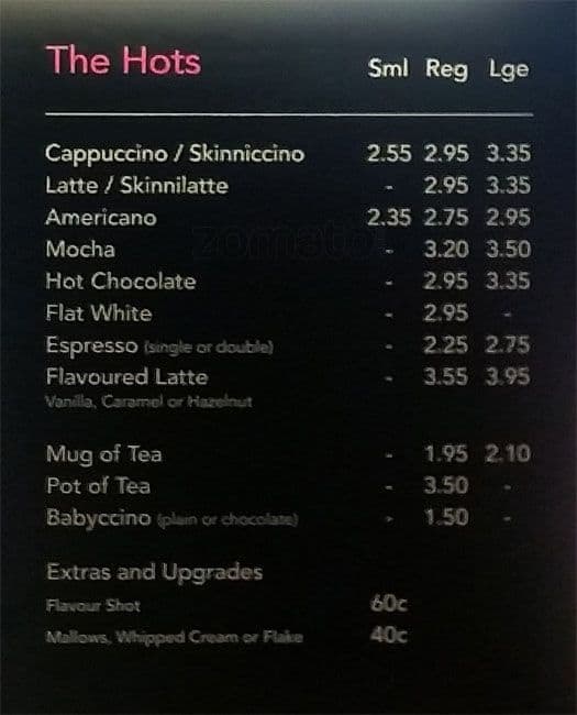 BB's Coffee and Muffins Menu Zomato Ireland
