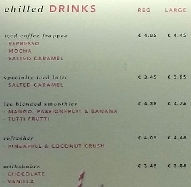 Menu at Bb's Coffee & Muffins cafe, Swords, The Pavilions Shopping Centre