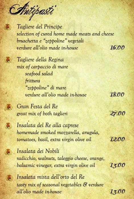  Trattoria  Re Di Napoli Menu  Menu  for Trattoria  Re Di 