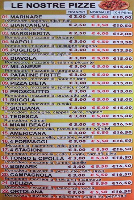 Menu di Shahin Panetteria Pasticceria 