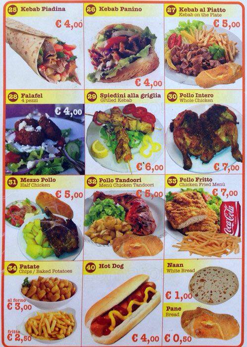 Menu di Halal food italiano 