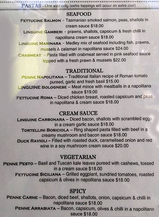 Menu at giovanni s restaurant dee why