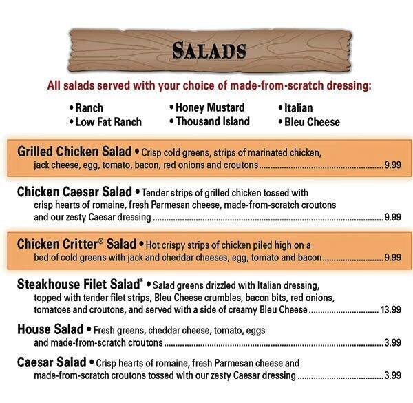 Menu at Texas Roadhouse BBQ, Joliet