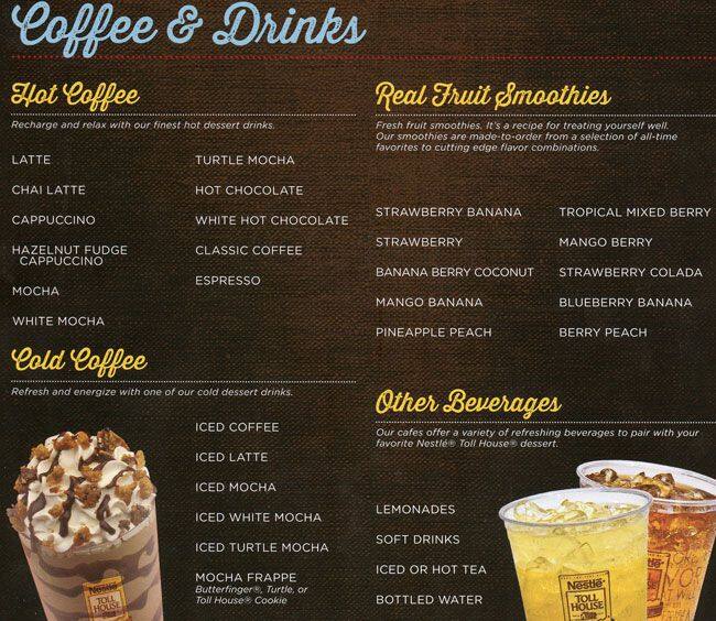 Menu at Nestle Toll House Cafe by Chip, Cedar Park