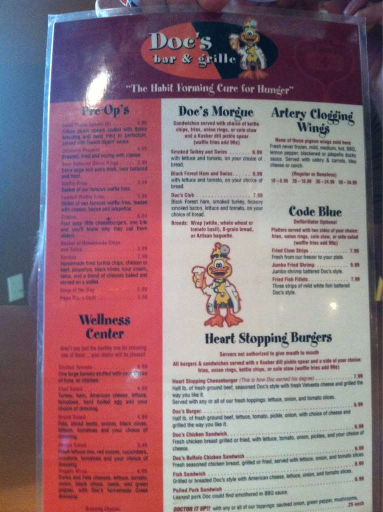 Doc's Pub and Grill Menu, Menu for Doc's Pub and Grill, Dade City