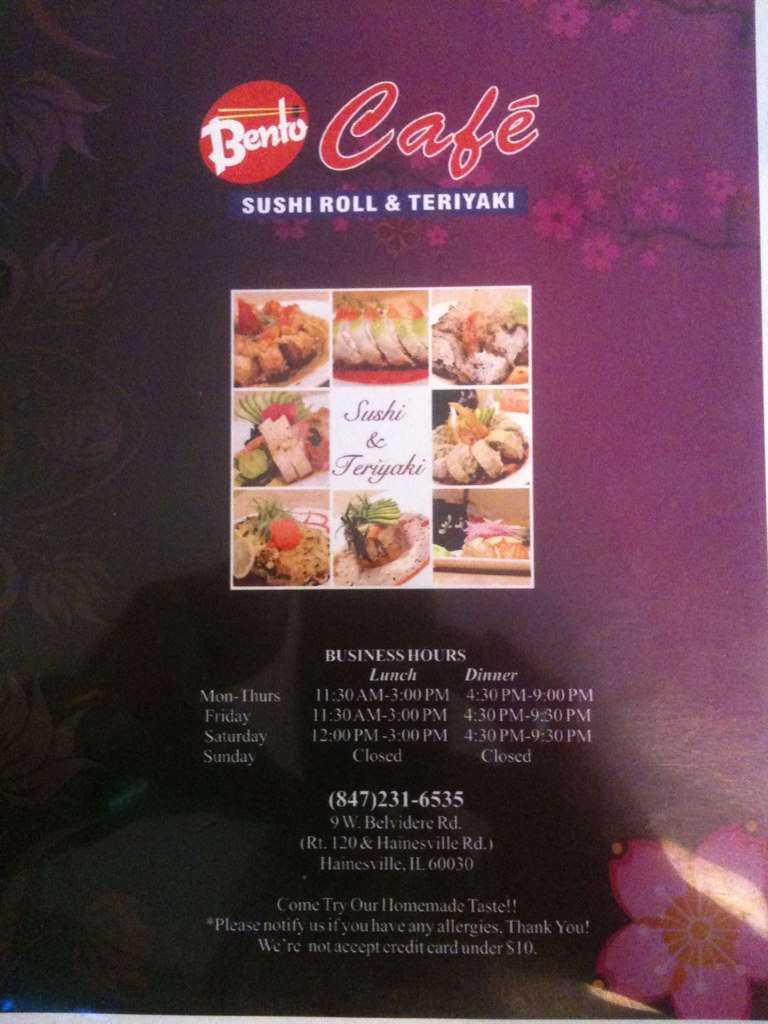 Menu At Bento Cafe Hainesville Menu At Bento Cafe Hainesville