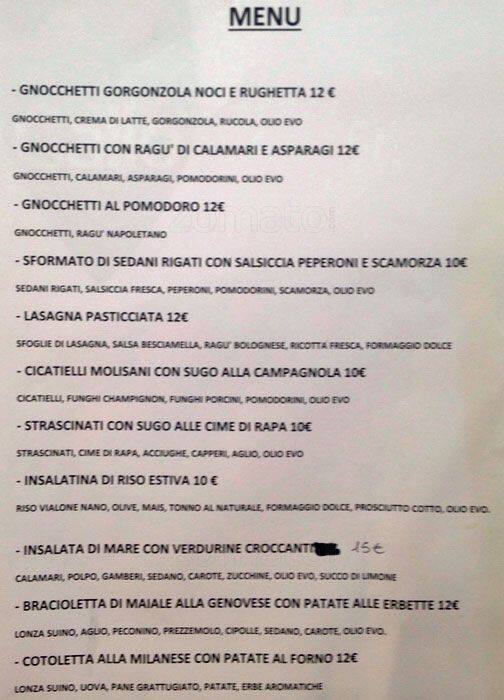 Menu di Ecco Pizza&pasta 