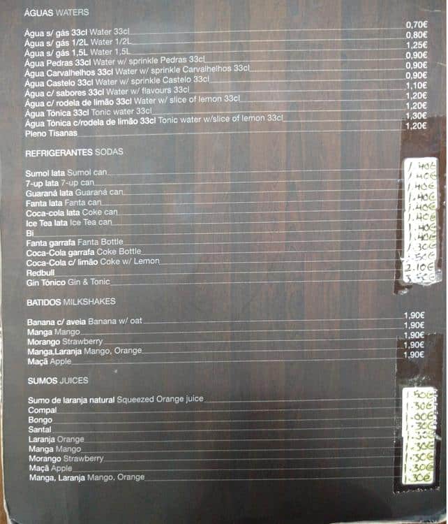 Carta de New Wave Pastelaria Boutique de Pão