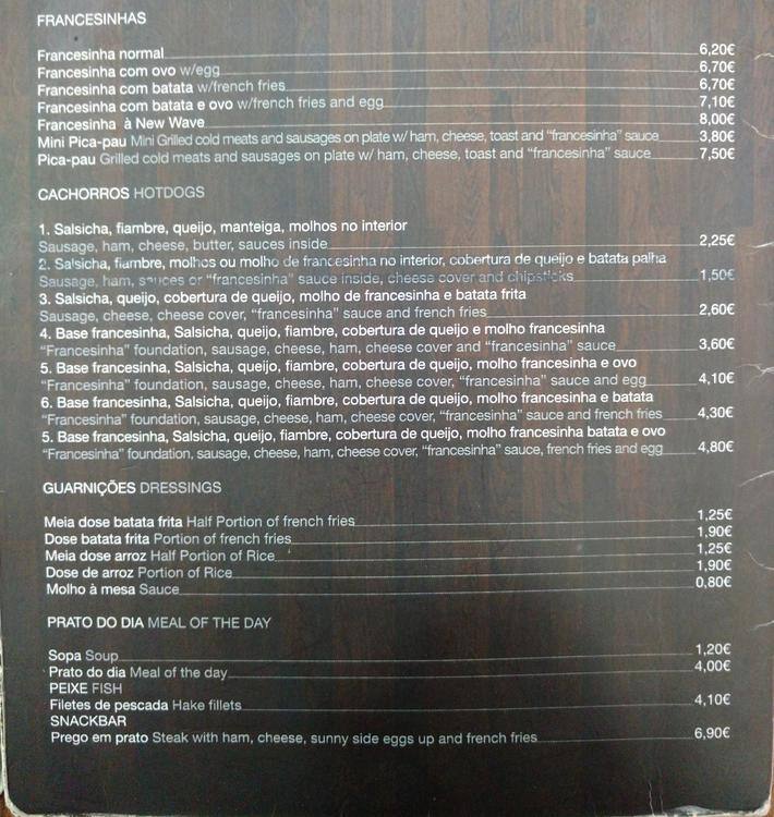 Carta de New Wave Pastelaria Boutique de Pão