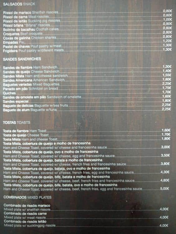Carta de New Wave Pastelaria Boutique de Pão