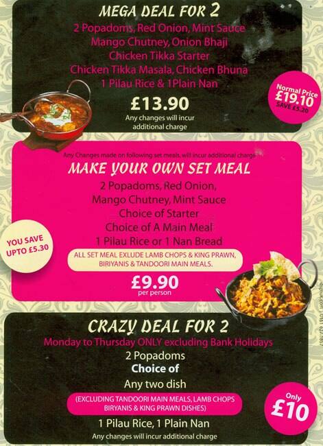 Curry Club menu