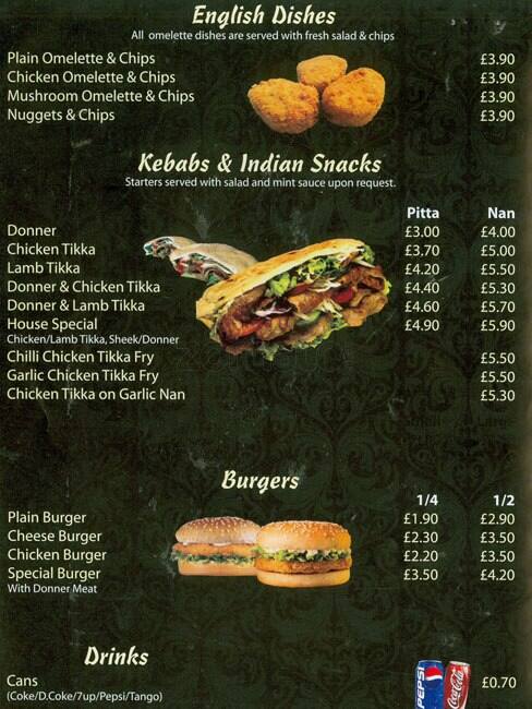 Curry Club menu