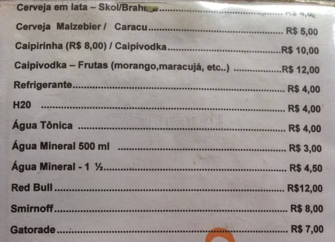 Restaurante e pizzaria posto 3 cardápio