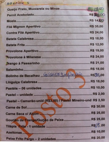 Restaurante e pizzaria posto 3 cardápio