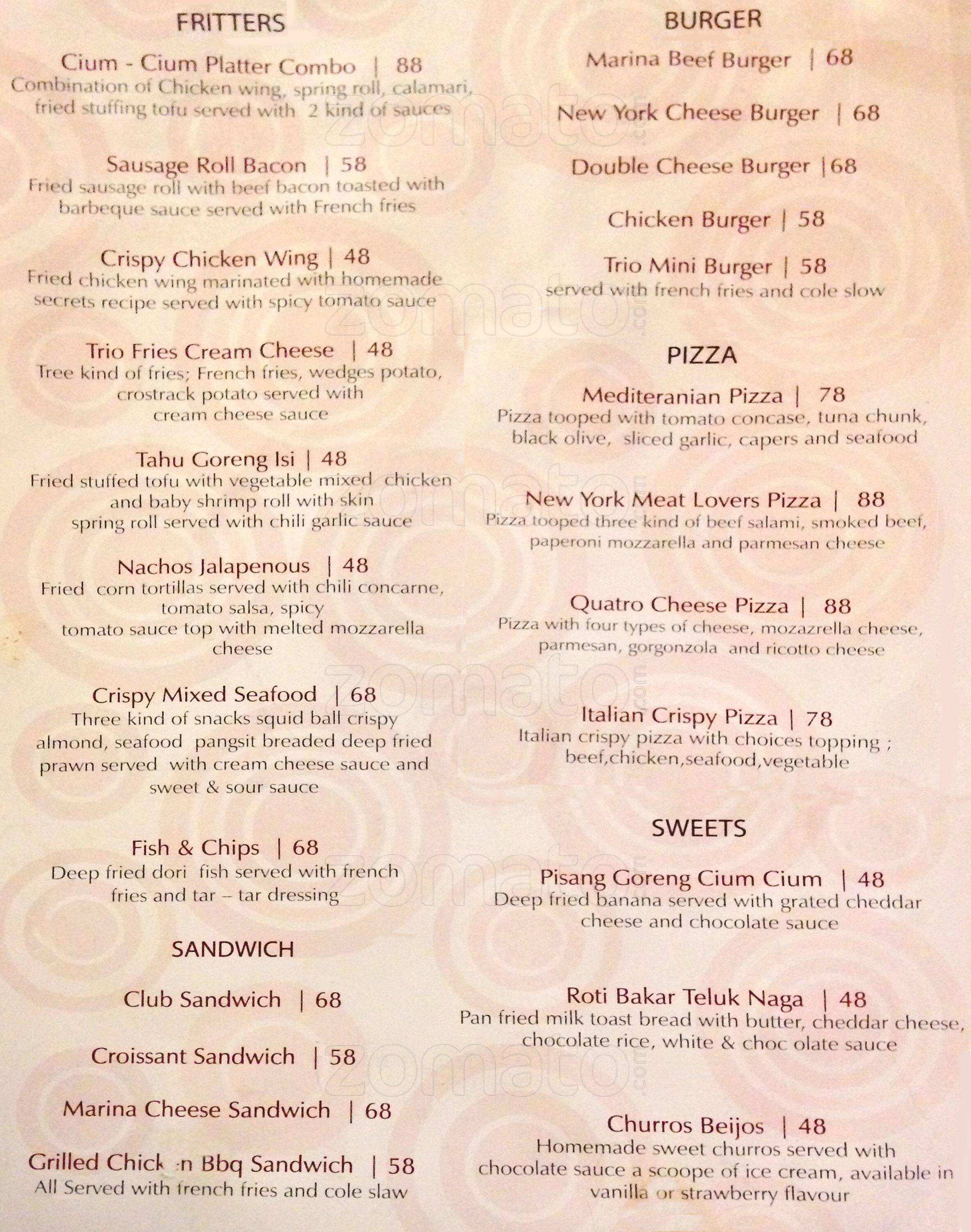 Cium Cium Lounge & Bar Aston Marina Hotel Menu Zomato Indonesia