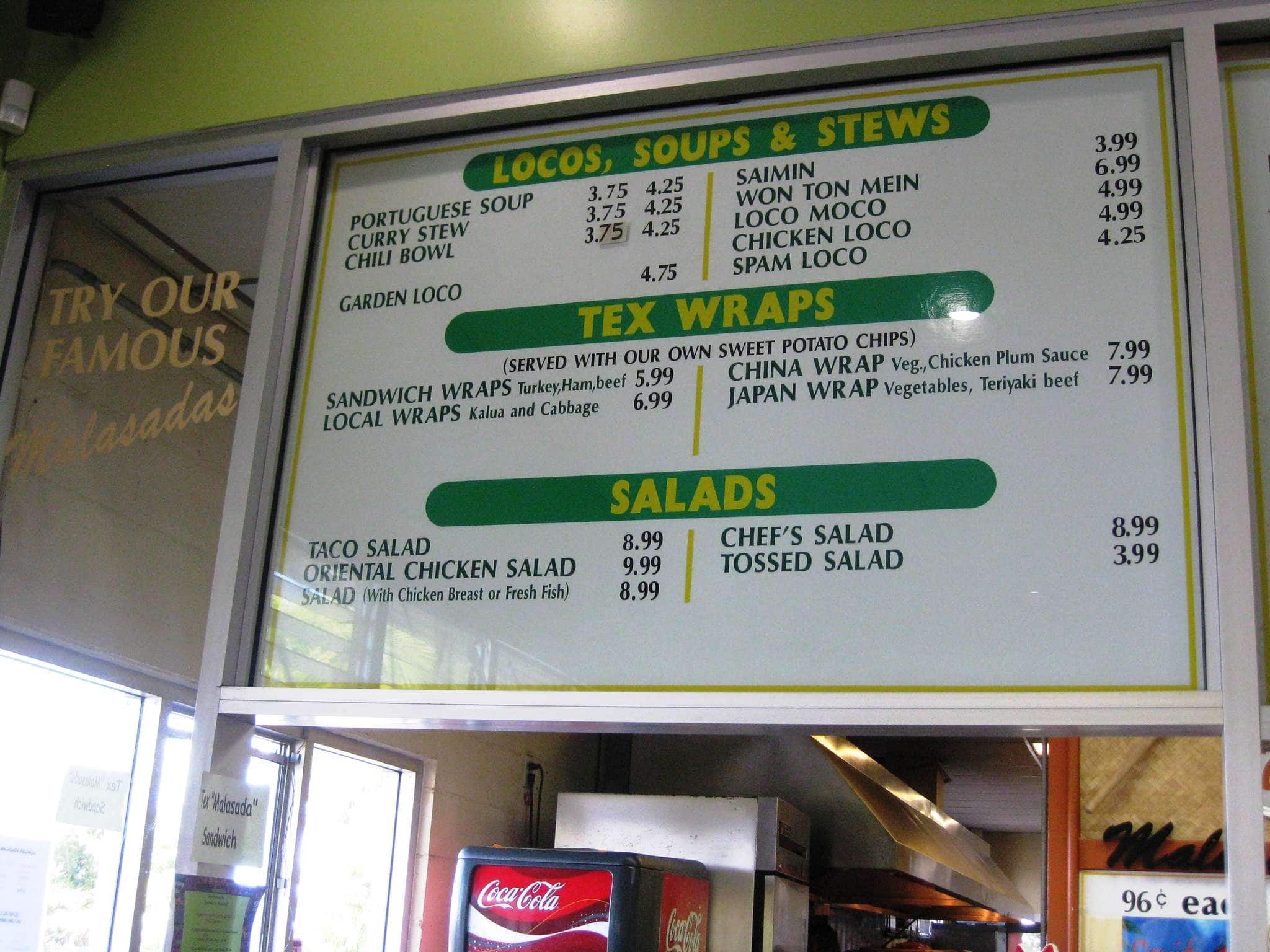 Tex Drive In Menu, Menu for Tex Drive In, Honokaa, Rest of Hawaii Urbanspoon/Zomato