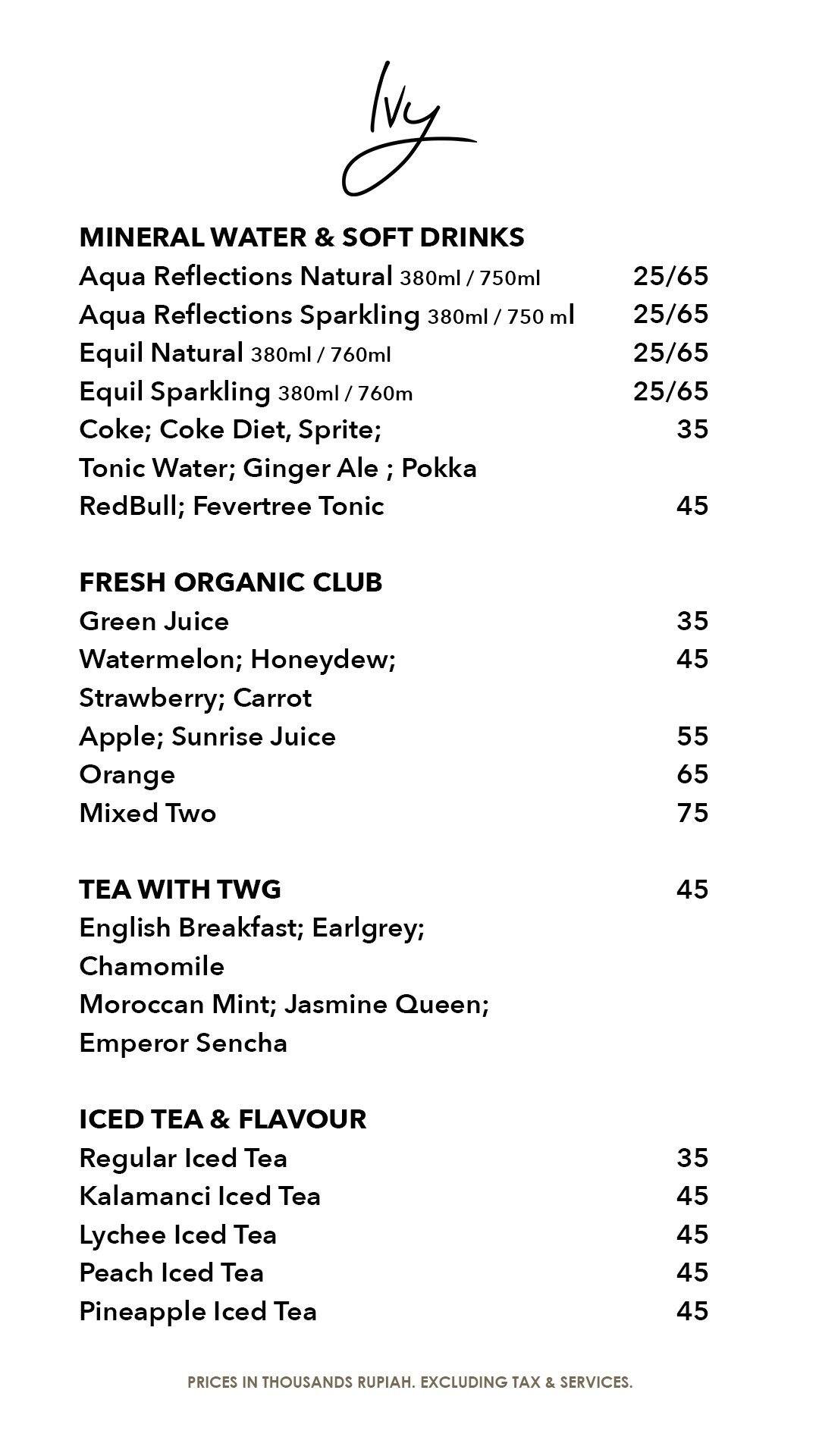 Ivy Restaurant Menu Menu For Ivy Restaurant Dharmawangsa Jakarta