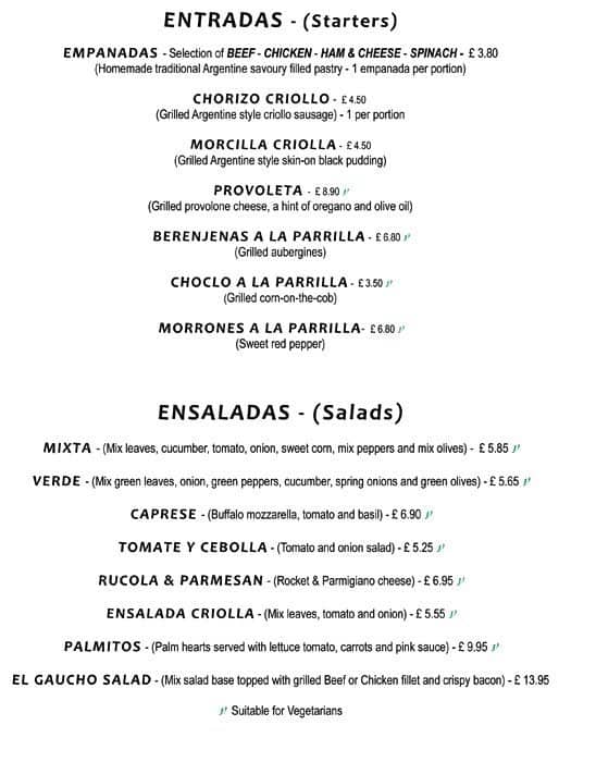 El Gaucho Menu, Menu for El Gaucho, South Kensington, London Zomato UK