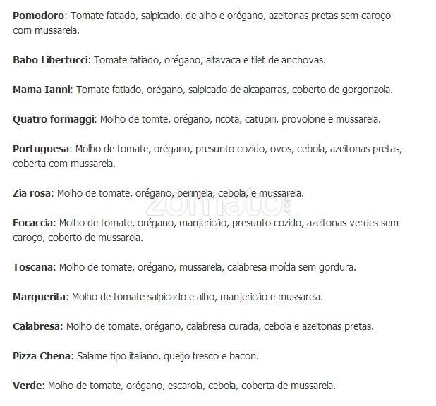 Pizza Chena cardápio